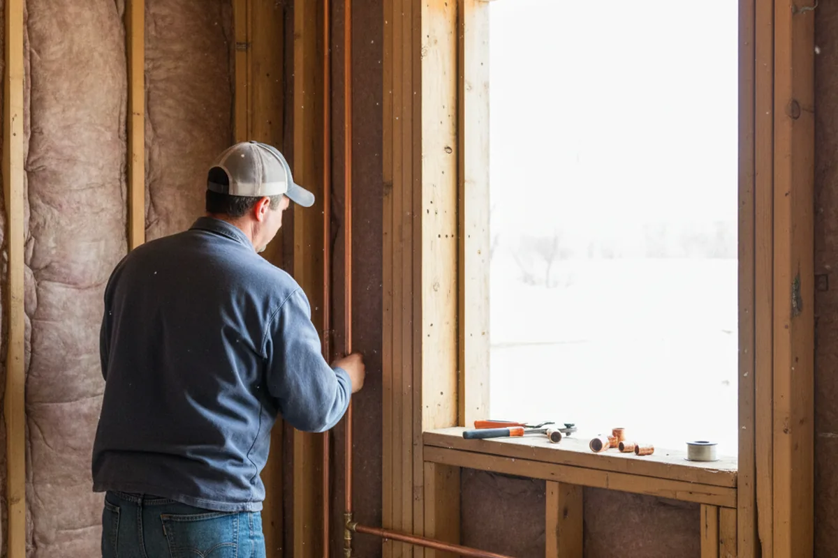 Licensed plumber running new copper supply lines in a South Bethlehem home