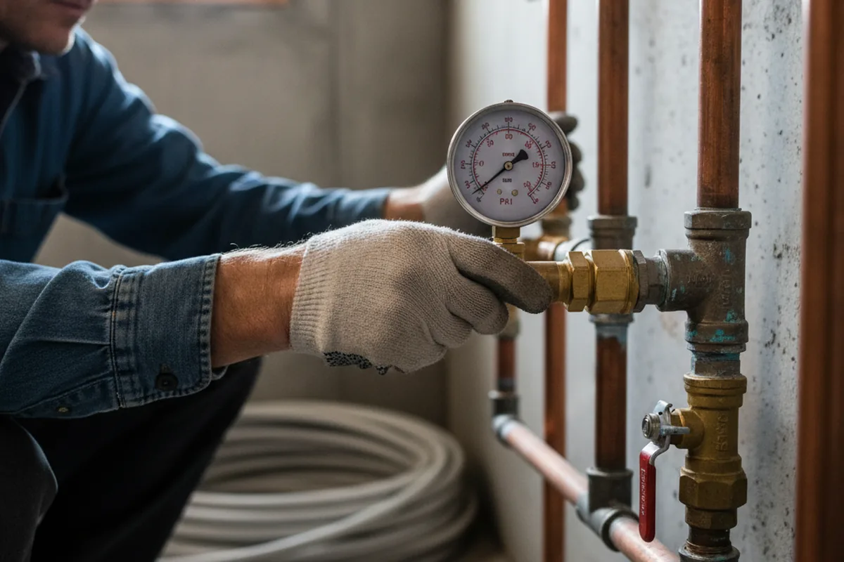 Pressure testing a repaired line during Water Line Repair in South Bethlehem